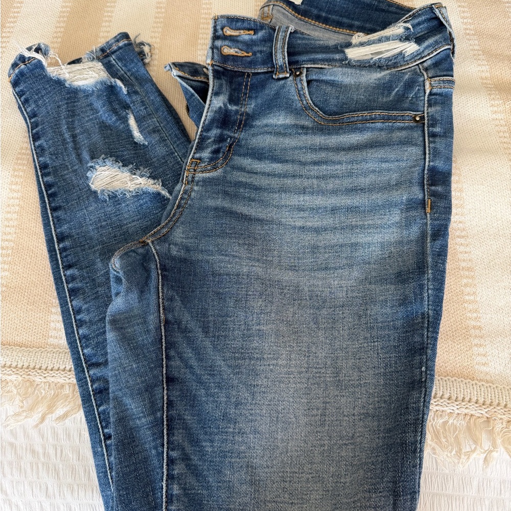 Women's Distressed Skinny Jeans - Blue